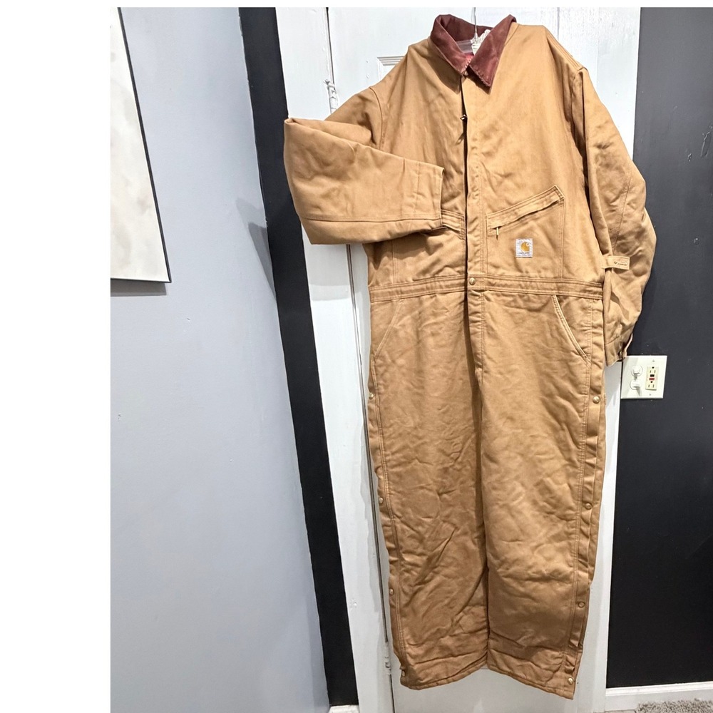 Carhartt Men Coveralls Beige Size50 Construction Outdoor Utility Farm Machinist